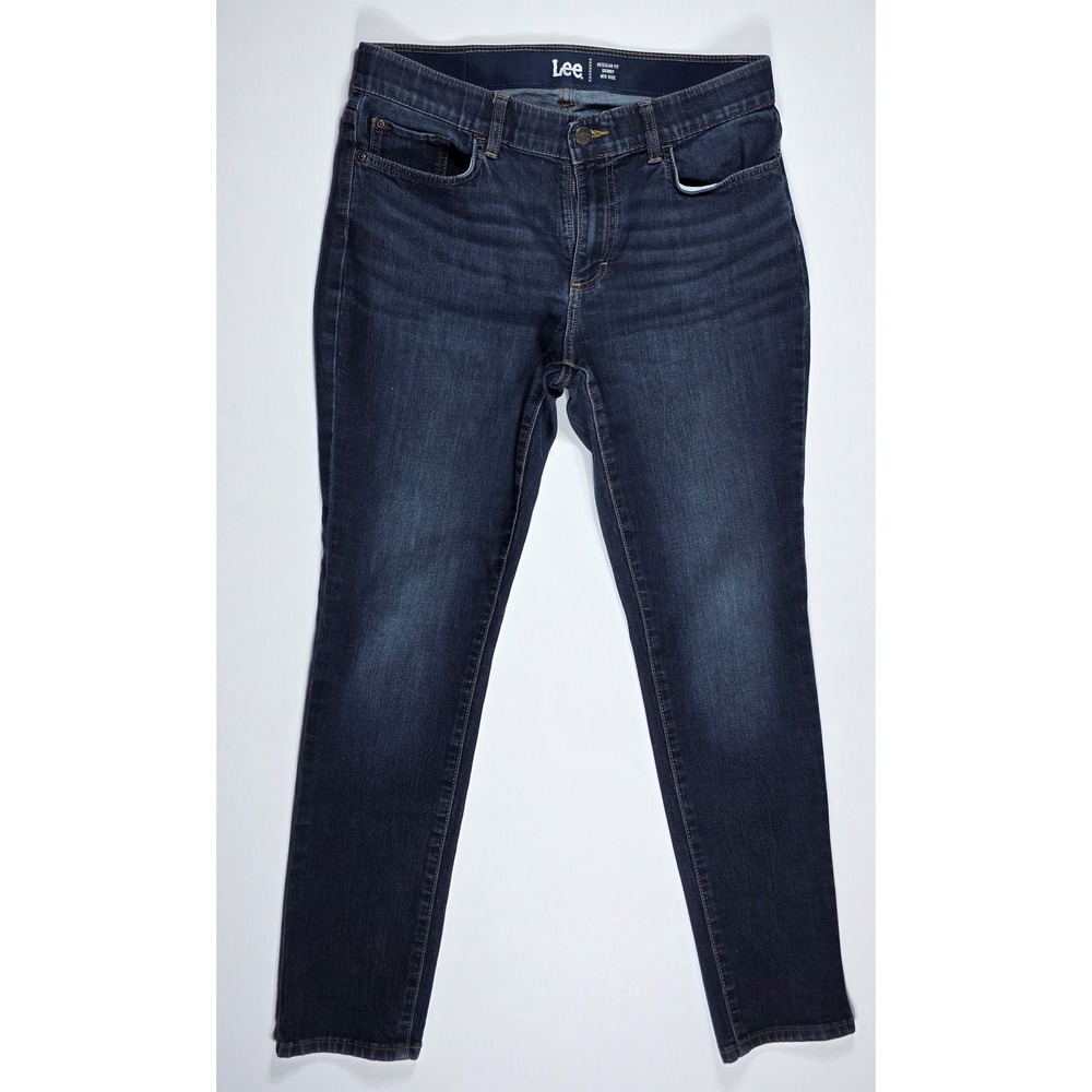 Lee Women's Regular Fit Skinny Mid Rise Dark Wash Jeans 12 M